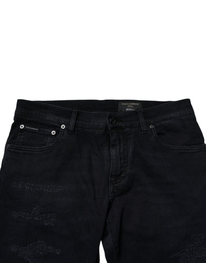 Dolce & Gabbana Black Cotton Skinny Denim Men Jeans