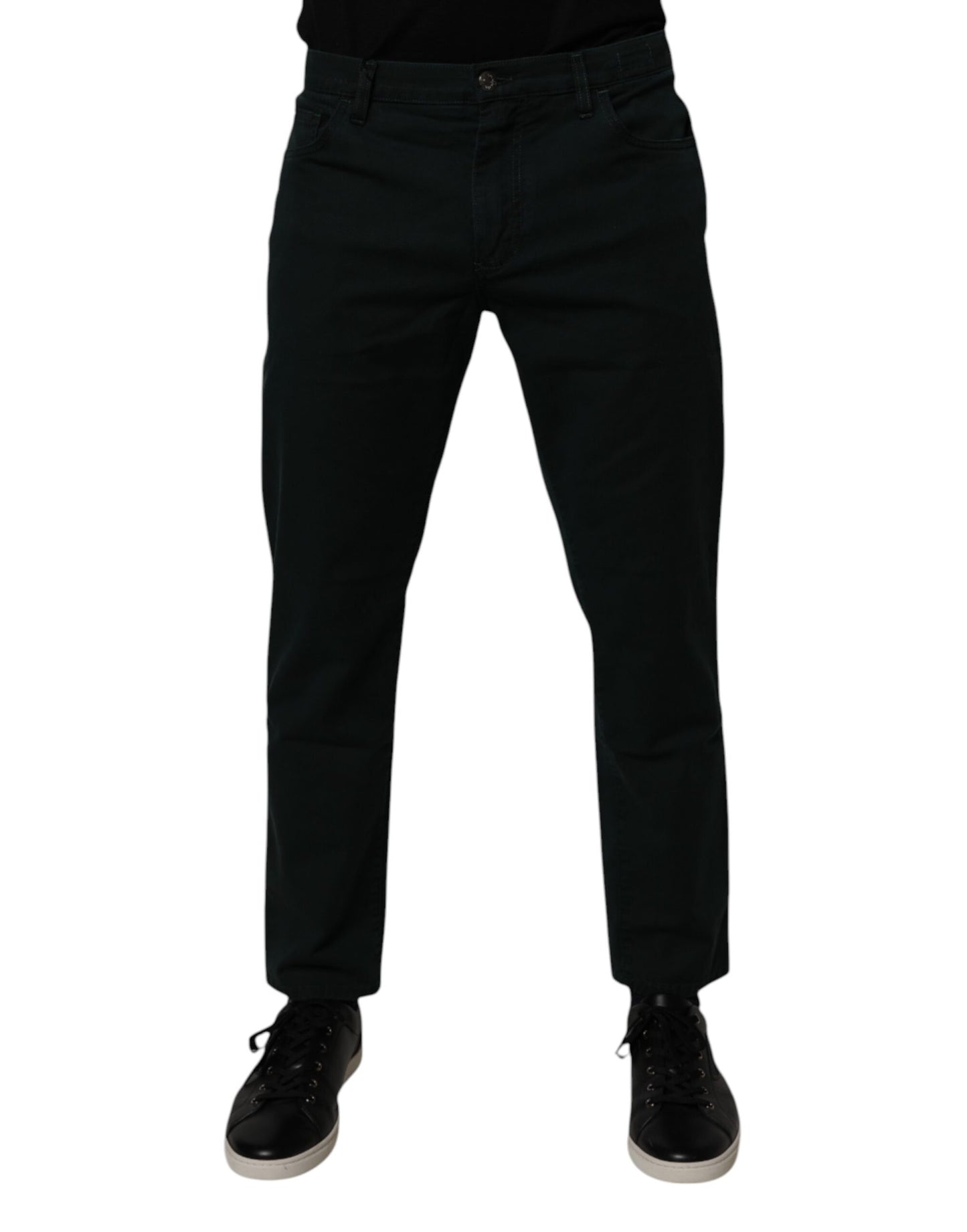 Dolce & Gabbana Dark Green Cotton Loose Skinny Men Denim Jeans