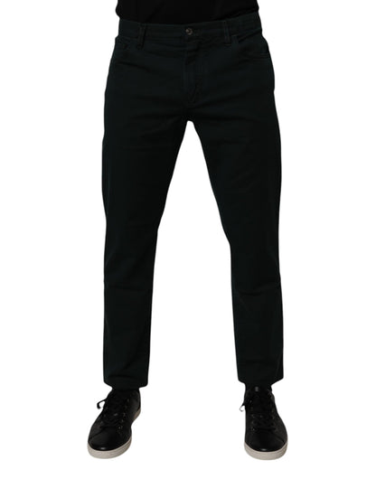 Dolce & Gabbana Dark Green Cotton Loose Skinny Men Denim Jeans