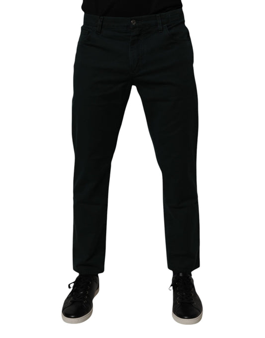 Dolce & Gabbana Dark Green Cotton Loose Skinny Men Denim Jeans