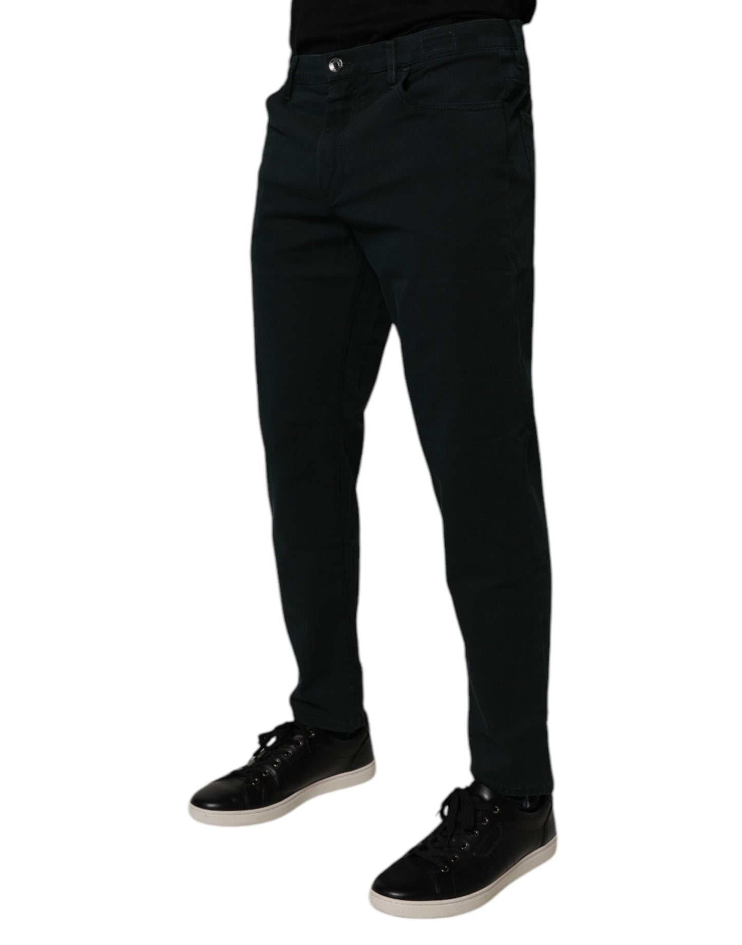 Dolce & Gabbana Dark Green Cotton Loose Skinny Men Denim Jeans