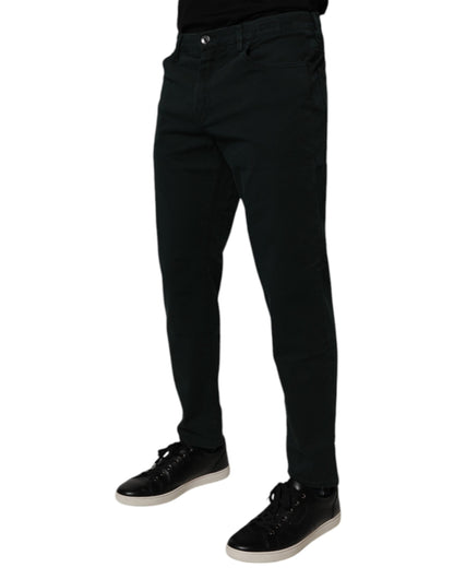Dolce & Gabbana Dark Green Cotton Loose Skinny Men Denim Jeans