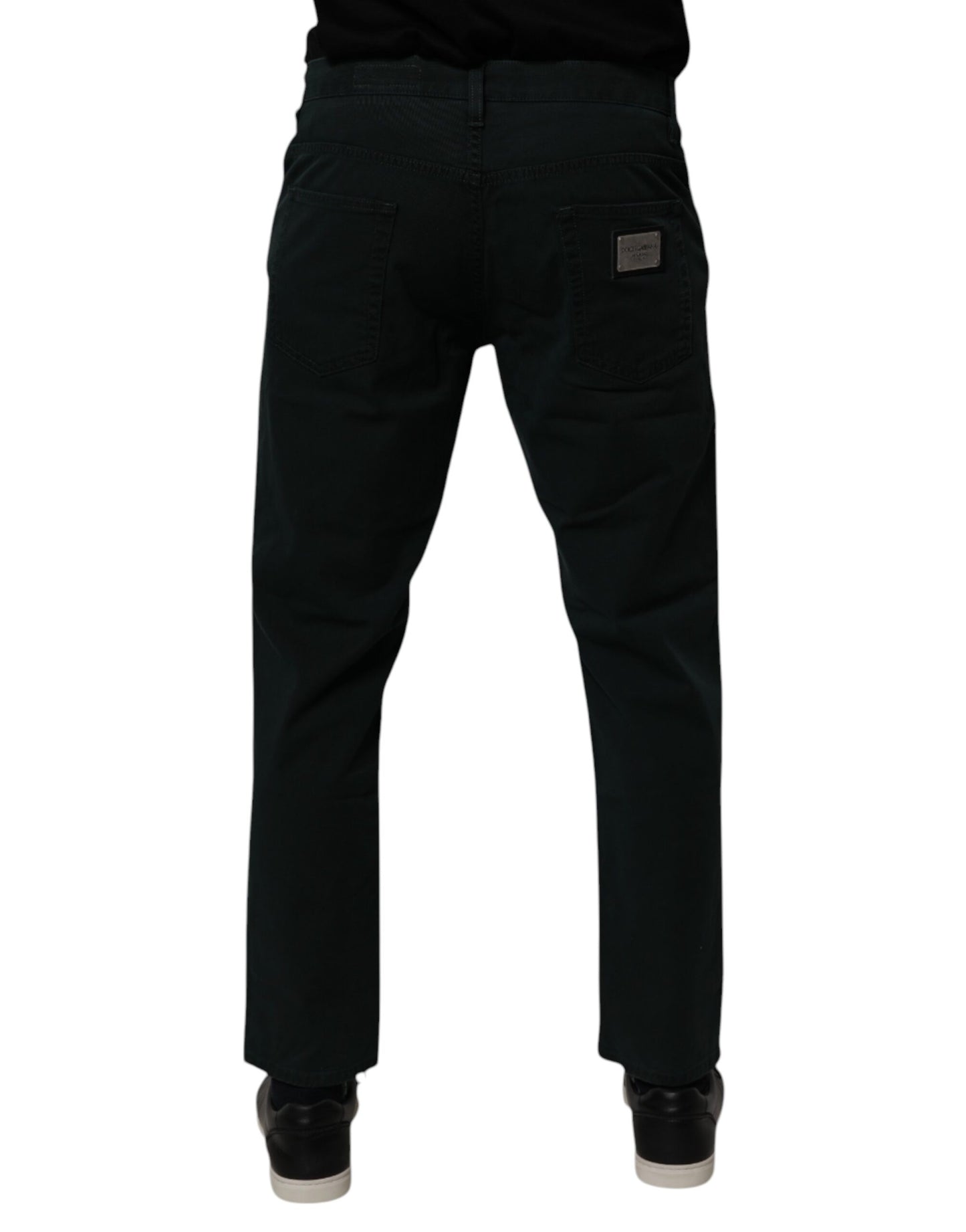 Dolce & Gabbana Dark Green Cotton Loose Skinny Men Denim Jeans