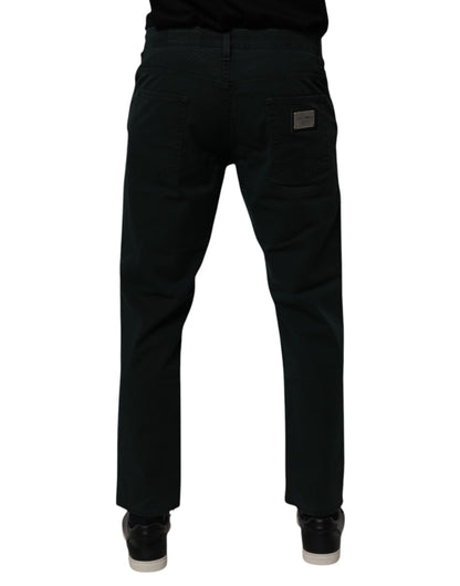 Dolce & Gabbana Dark Green Cotton Loose Skinny Men Denim Jeans