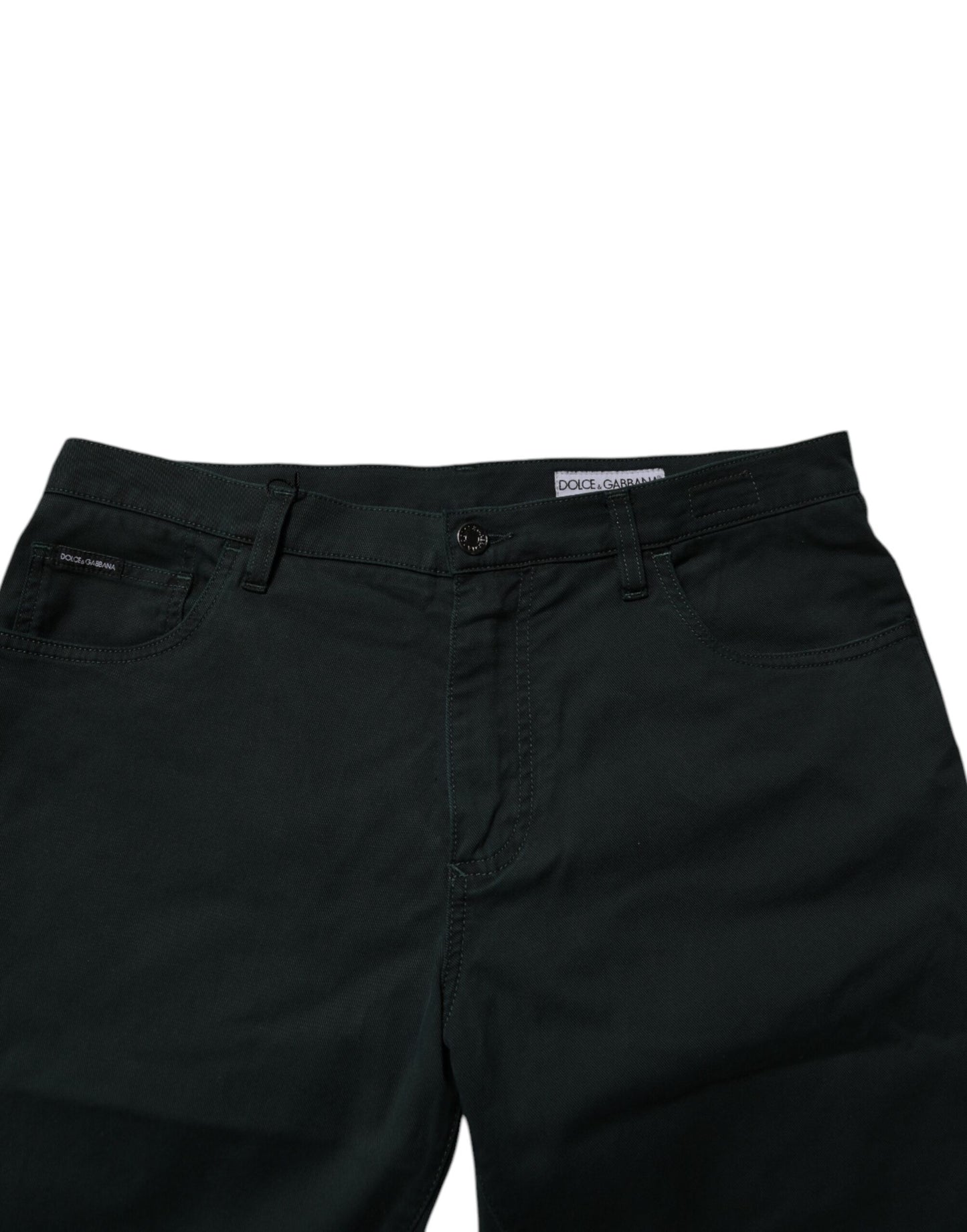 Dolce & Gabbana Dark Green Cotton Loose Skinny Men Denim Jeans