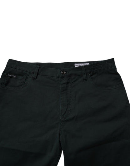 Dolce & Gabbana Dark Green Cotton Loose Skinny Men Denim Jeans
