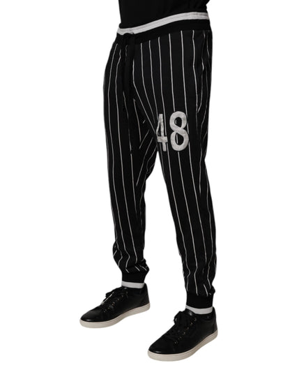 Dolce & Gabbana Black White Stripes Jogger Sweatpants Pants