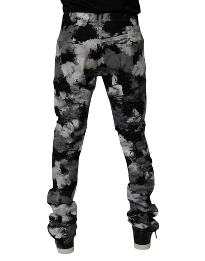 Dolce & Gabbana Multicolor Camouflage Tattered Skinny Denim Jeans