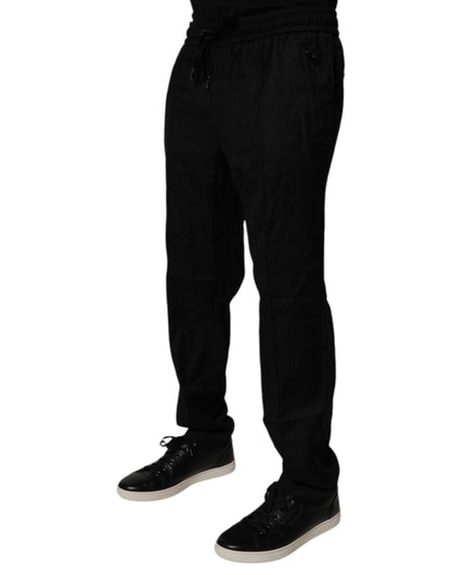 Dolce & Gabbana Black Wool Jogger Sweatpants Pants