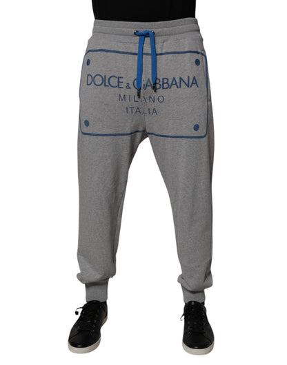 Dolce & Gabbana Gray Logo Cotton Men Jogger Sweatpants Pants