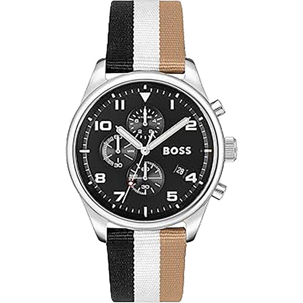 Hugo Boss Black And White Leather Watch