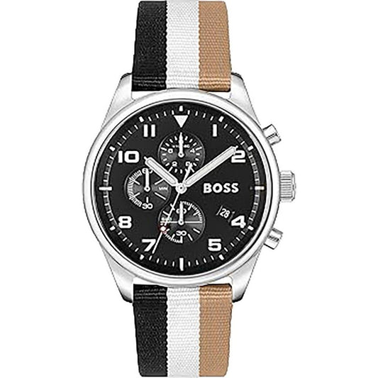Hugo Boss Black And White Leather Watch
