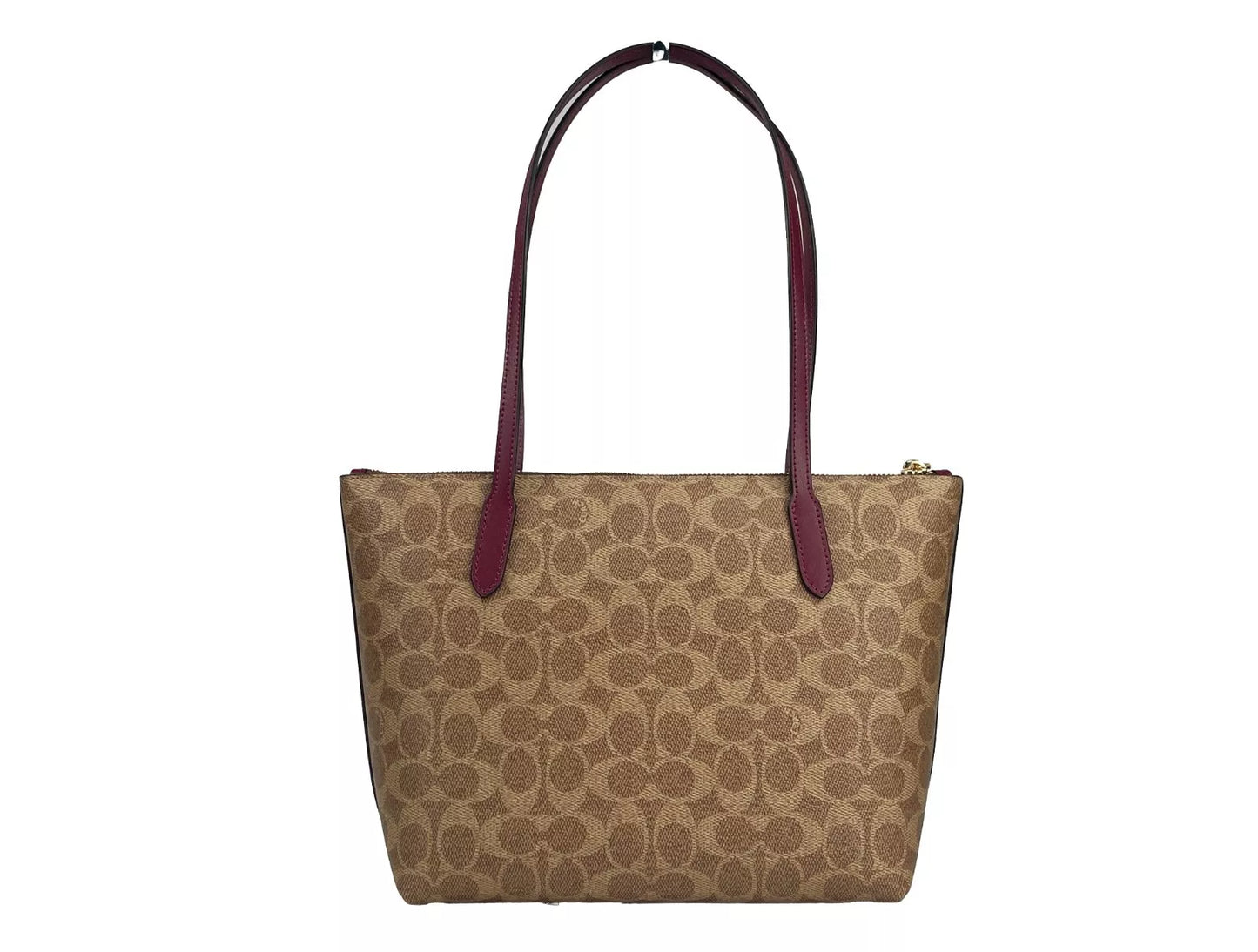 COACH Signature Canvas Fiona Zip Tote Bag Brown