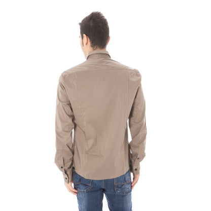 قميص ذو ياقة إيطالية بأكمام طويلة باللون الأخضر الوطني