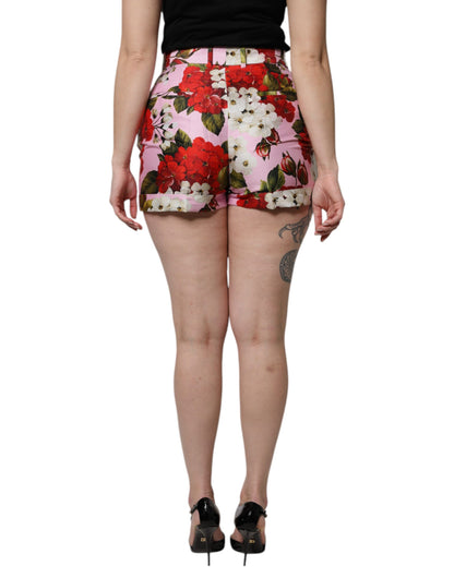 Dolce & Gabbana Pink Floral Print High Waist Hotpants Short