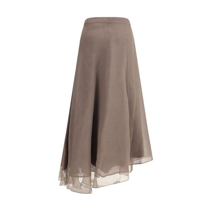 Brunello Cucinelli Silk crêpe midi Skirt