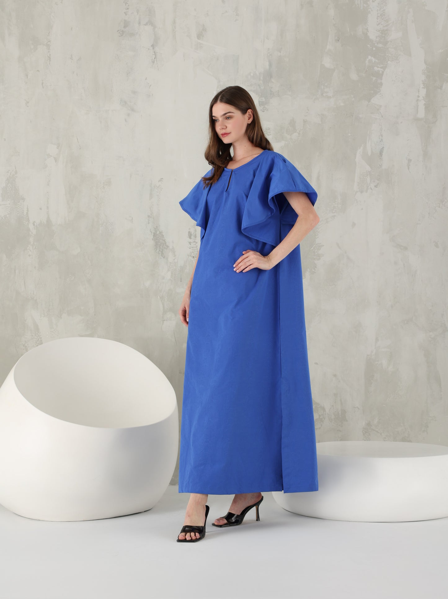 Marya navy blue taffeta kaftan