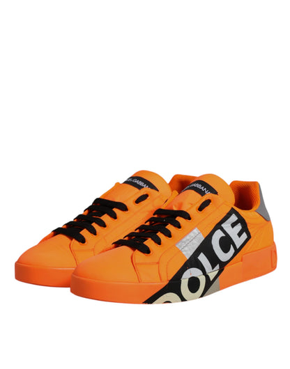 Dolce & Gabbana Orange Portofino Logo Tape Men Sneakers Shoes
