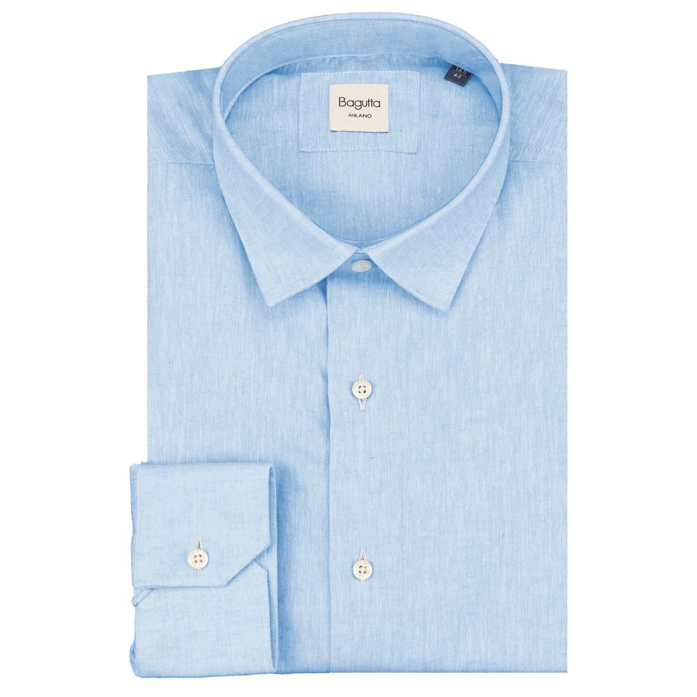 Bagutta Light Blue Linen Men Shirt
