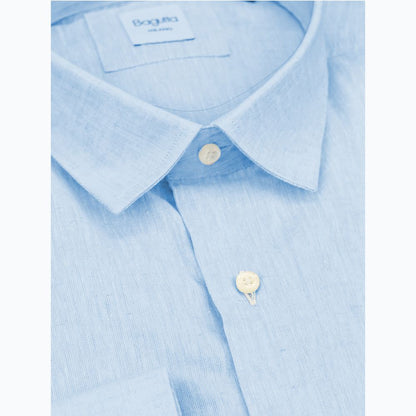 Bagutta Light Blue Linen Men Shirt