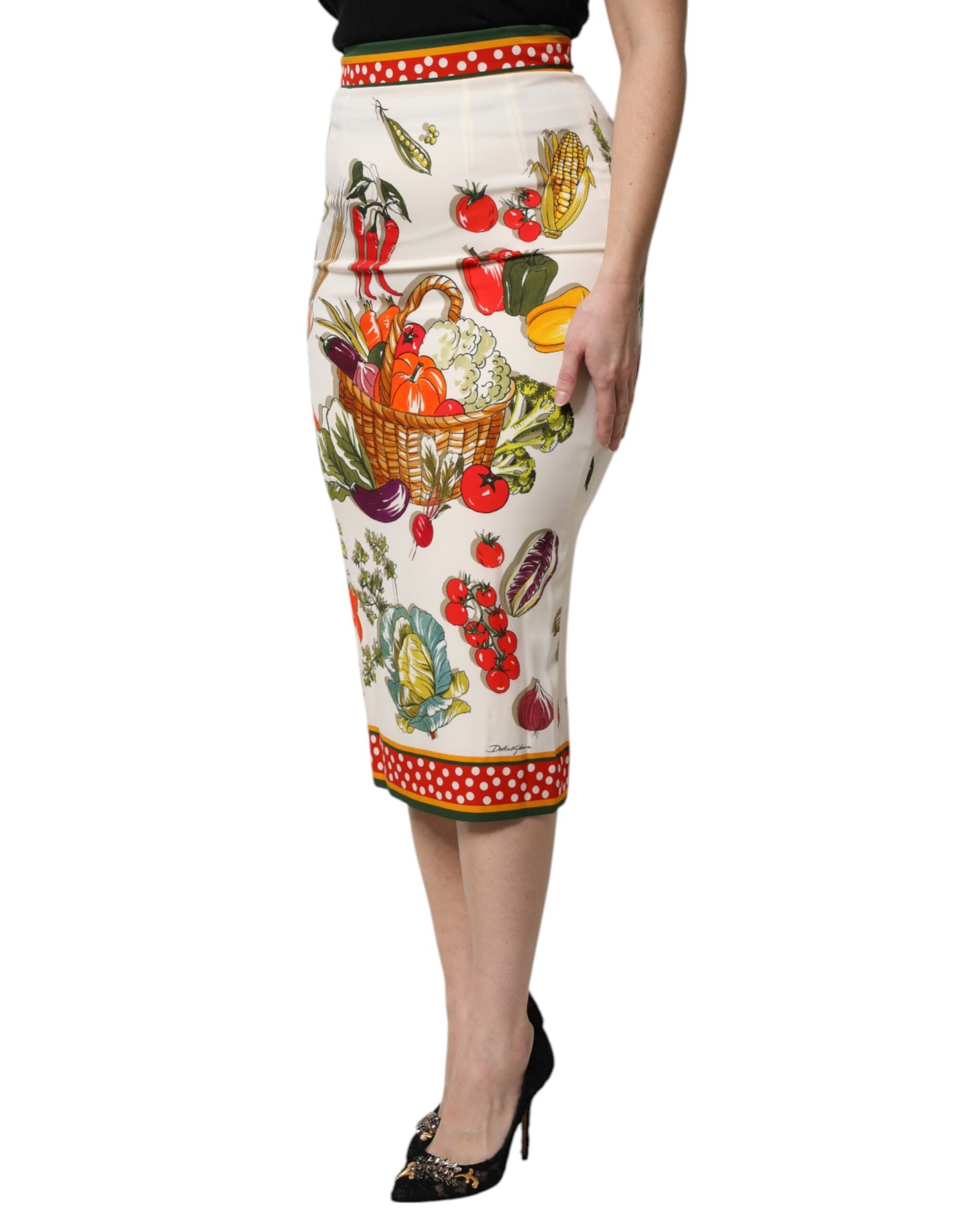 Dolce & Gabbana Multicolor High Waist Pencil Cut Midi Skirt