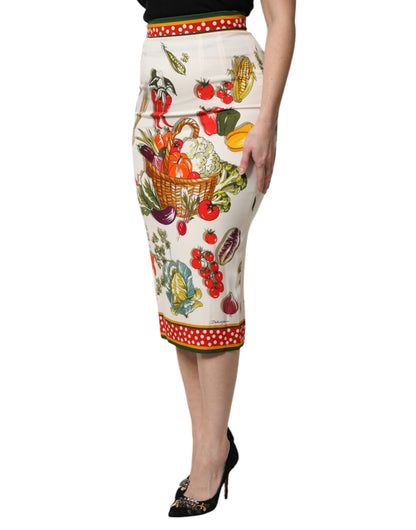 Dolce & Gabbana Multicolor High Waist Pencil Cut Midi Skirt