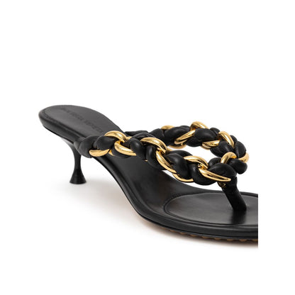 Bottega Veneta Black Leather Sandal