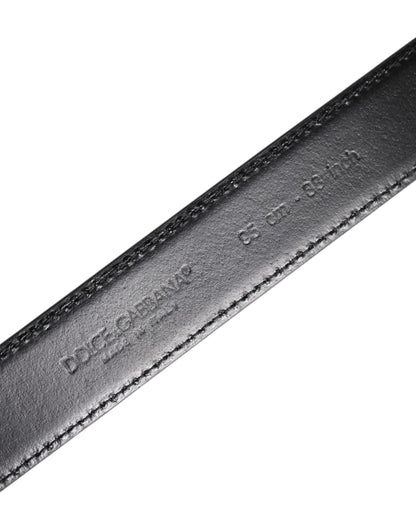 Dolce & Gabbana Black Calf Leather Silver Metal Buckle Belt