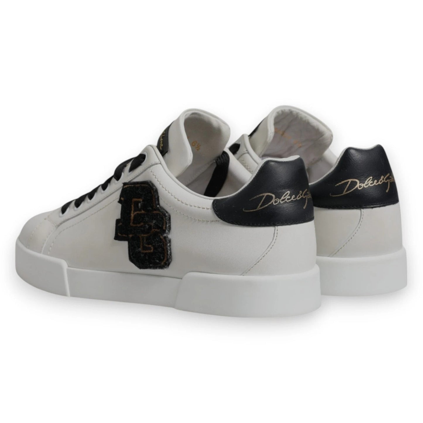 Dolce & Gabbana White Leather DG Logo Low Top Sneakers Shoes