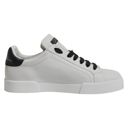 Dolce & Gabbana White Leather DG Logo Low Top Sneakers Shoes