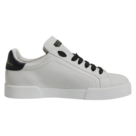 Dolce & Gabbana White Leather DG Logo Low Top Sneakers Shoes