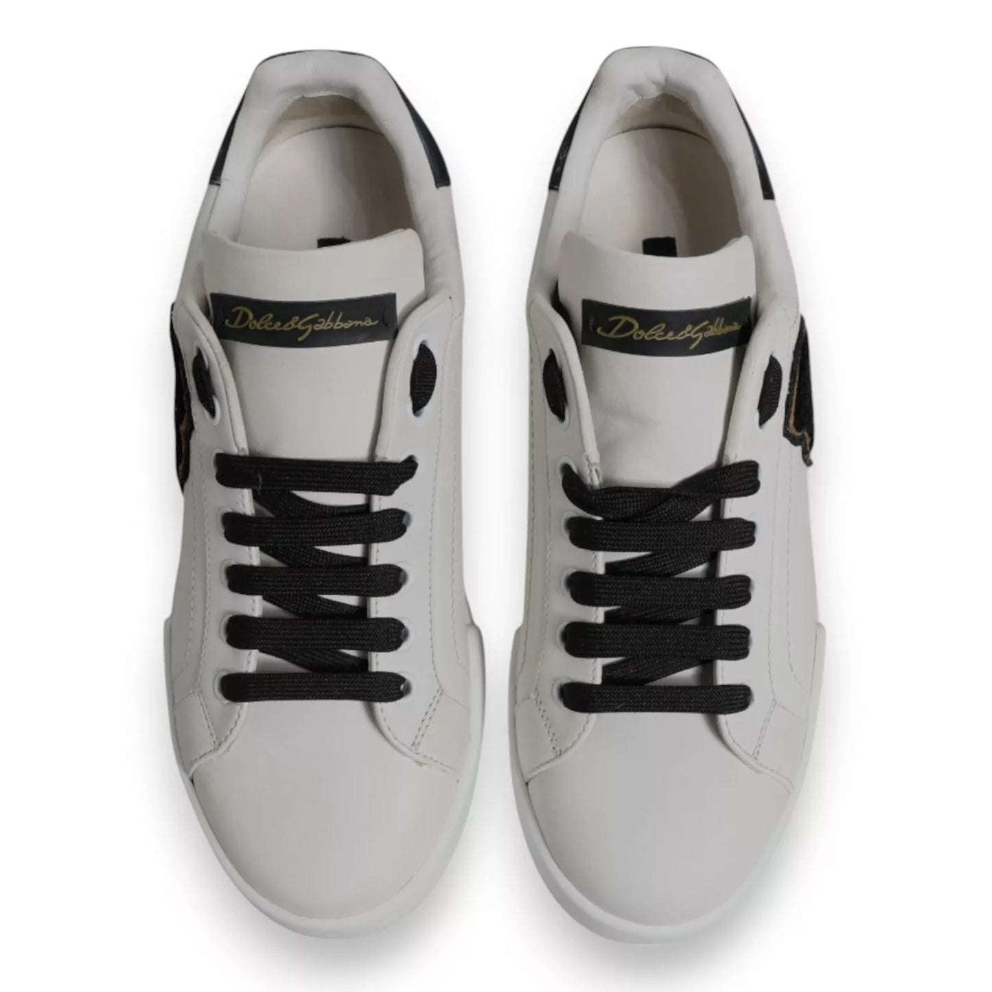 Dolce & Gabbana White Leather DG Logo Low Top Sneakers Shoes
