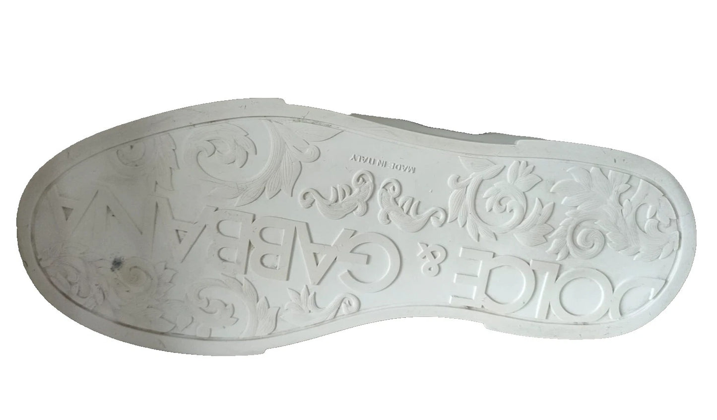 Dolce & Gabbana White Leather DG Logo Low Top Sneakers Shoes