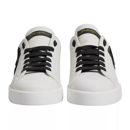 Dolce & Gabbana White Leather DG Logo Low Top Sneakers Shoes