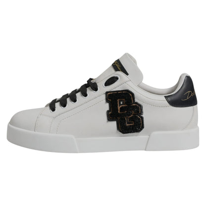 Dolce & Gabbana White Leather DG Logo Low Top Sneakers Shoes