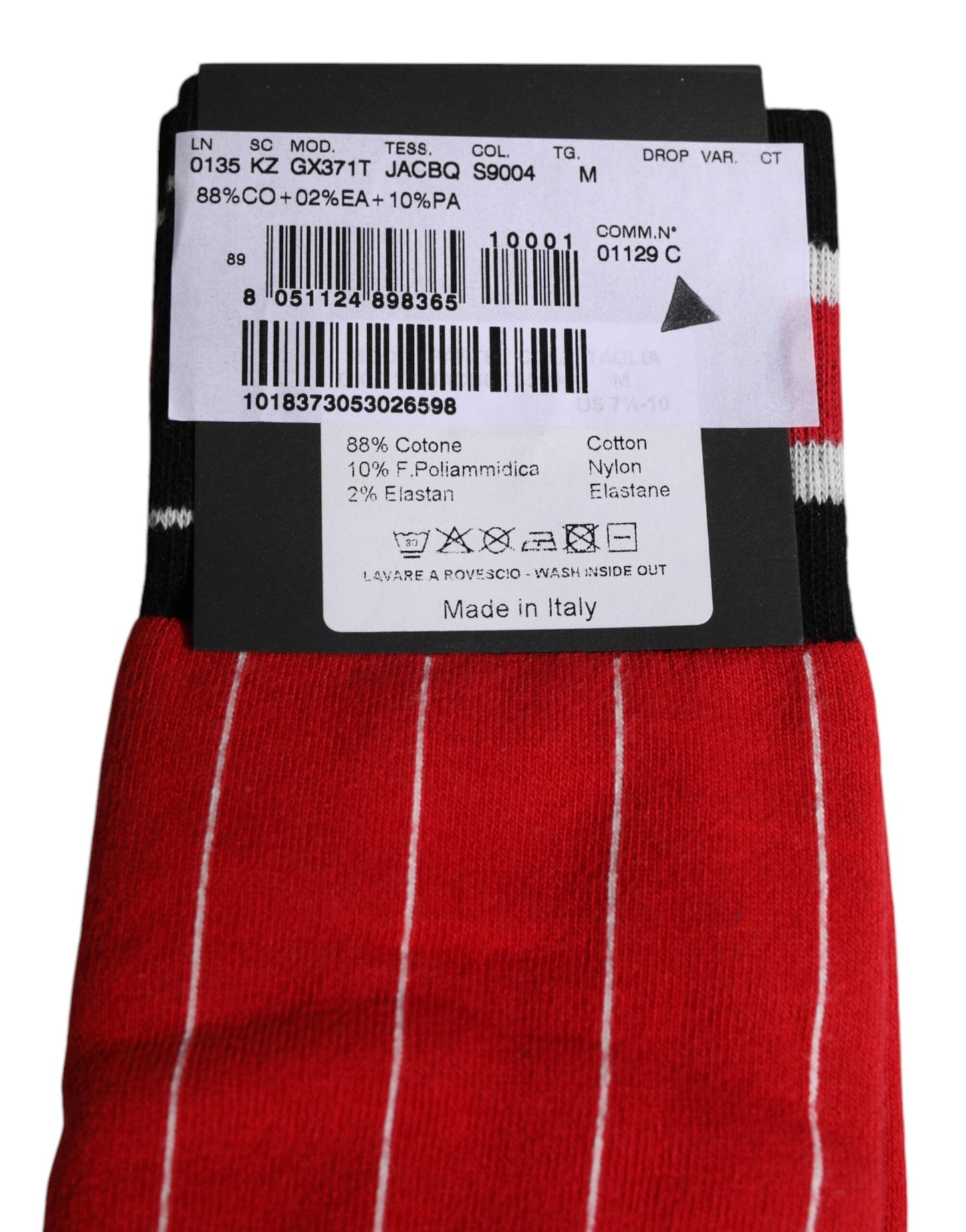 Dolce & Gabbana Red Printed Cotton Mid Calf Men Socks