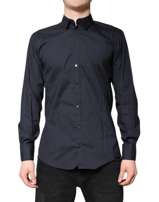 Dolce & Gabbana Dark Blue MARTINI Cotton Formal Dress Shirt