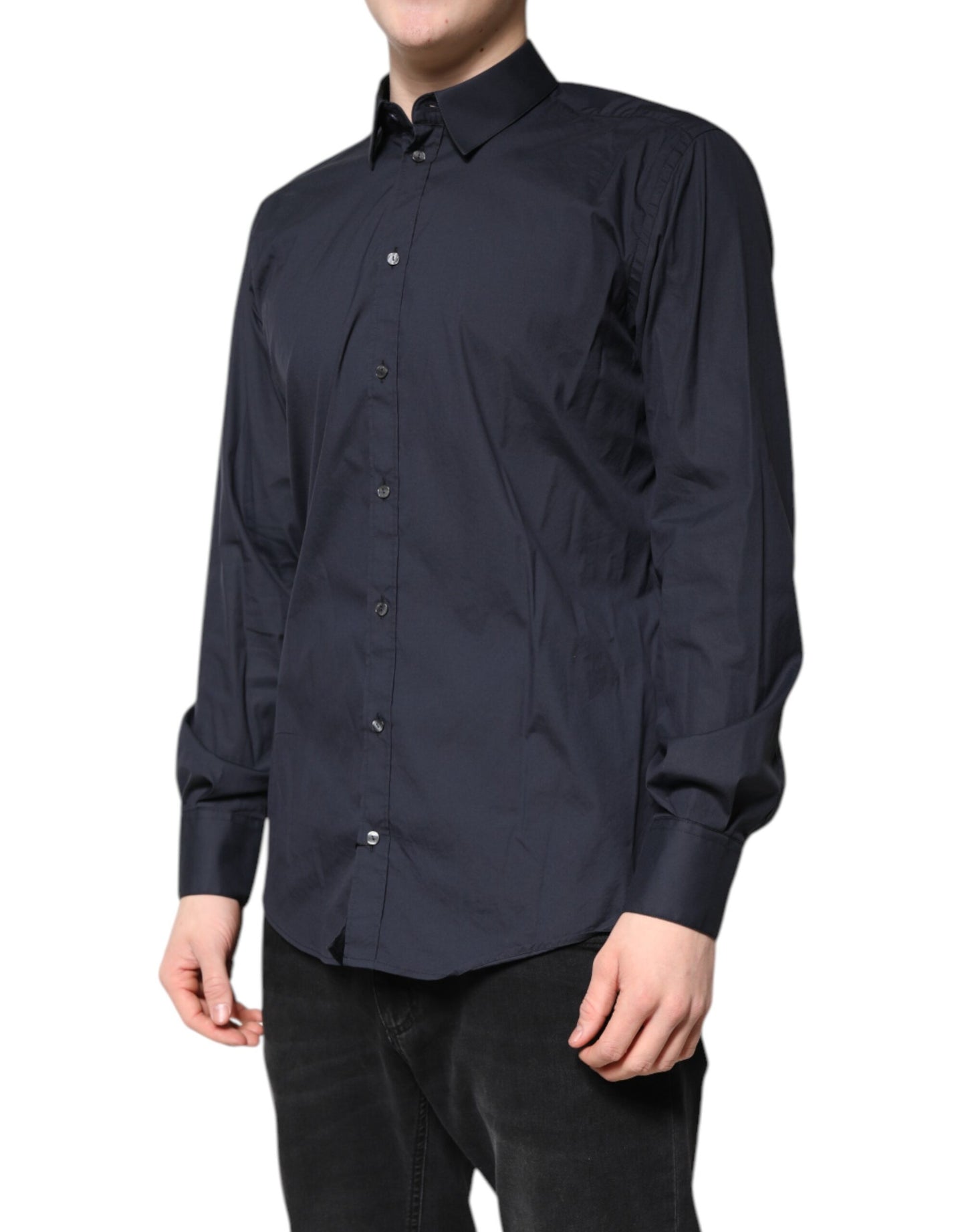 Dolce & Gabbana Dark Blue MARTINI Cotton Formal Dress Shirt