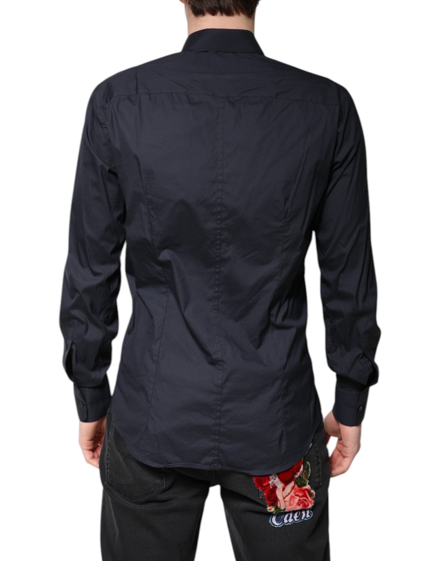 Dolce & Gabbana Dark Blue MARTINI Cotton Formal Dress Shirt