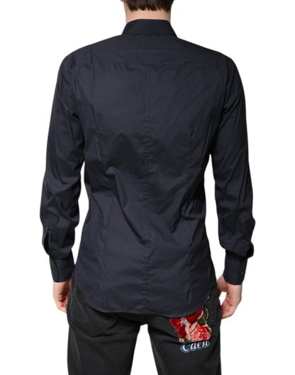 Dolce & Gabbana Dark Blue MARTINI Cotton Formal Dress Shirt