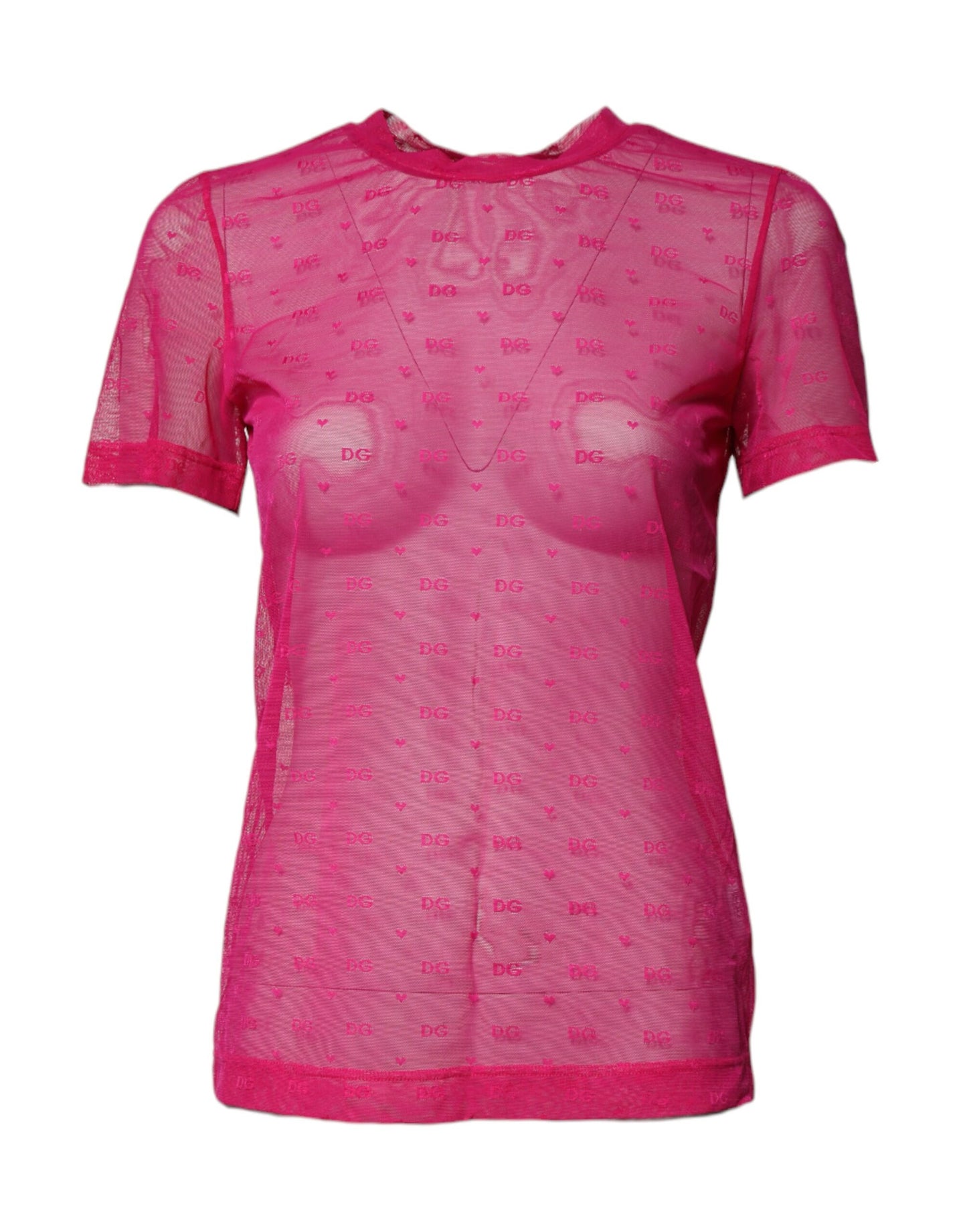 Dolce & Gabbana Pink Nylon See Through Women Short Sleeves Top