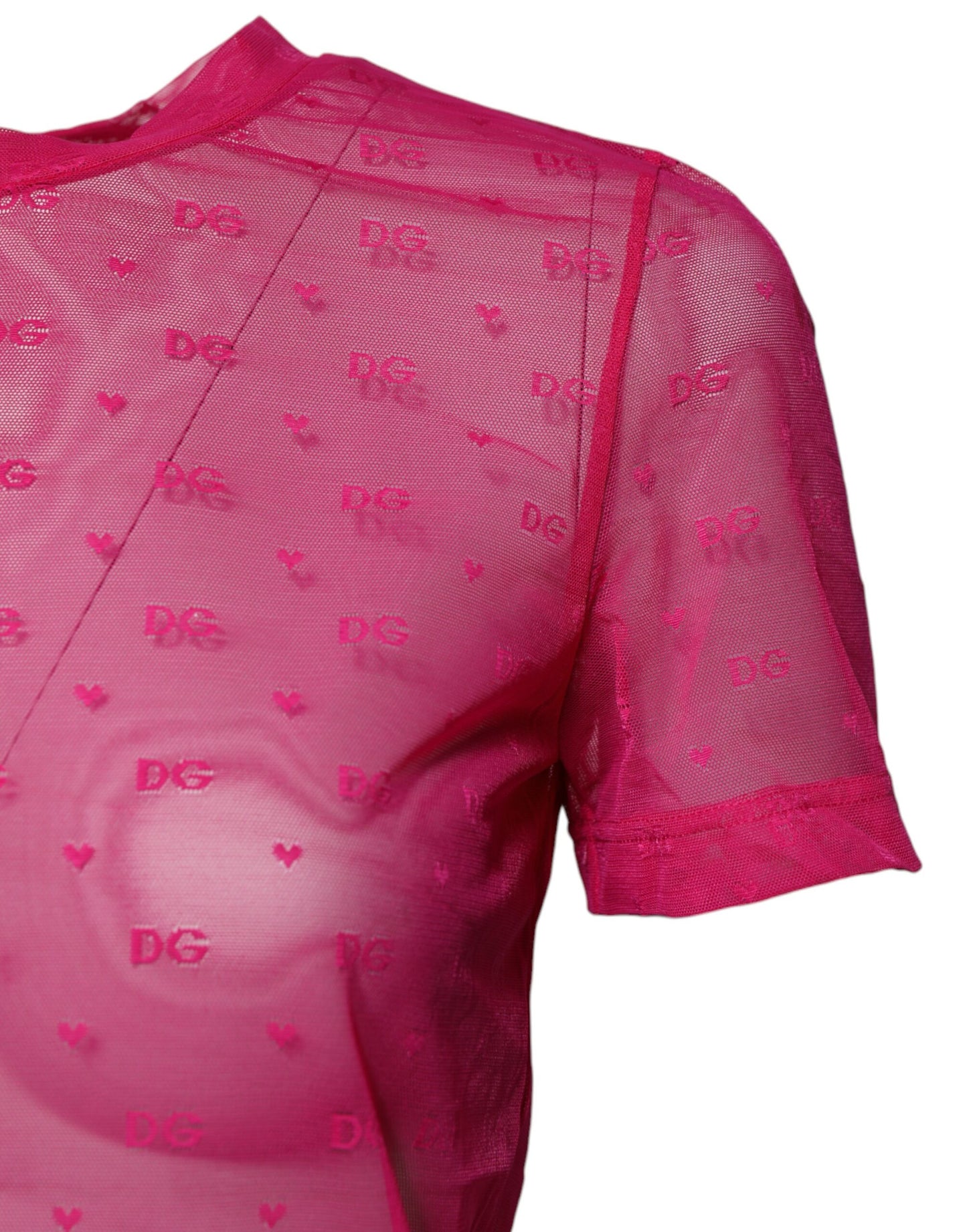 Dolce & Gabbana Pink Nylon See Through Women Short Sleeves Top