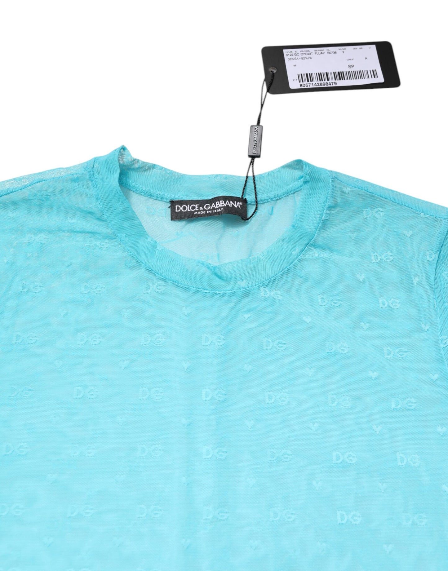 Dolce & Gabbana Blue Nylon See Through Women Short Sleeves Top