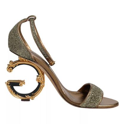 Dolce & Gabbana Gold Lurex Ankle Strap Heel Sandals Shoes