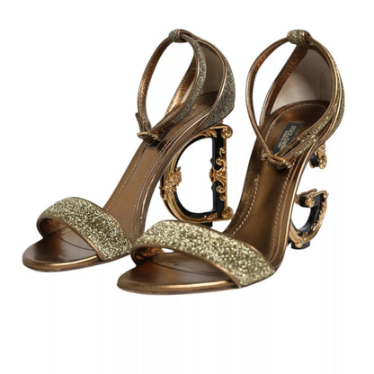 Dolce & Gabbana Gold Lurex Ankle Strap Heel Sandals Shoes