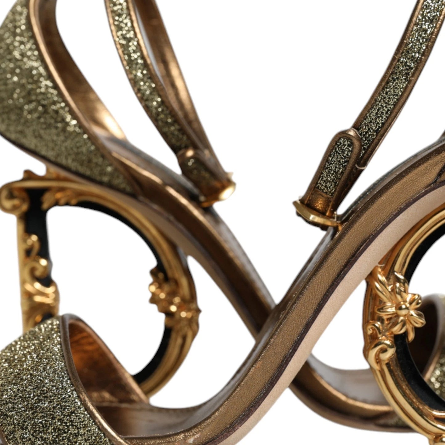 Dolce & Gabbana Gold Lurex Ankle Strap Heel Sandals Shoes