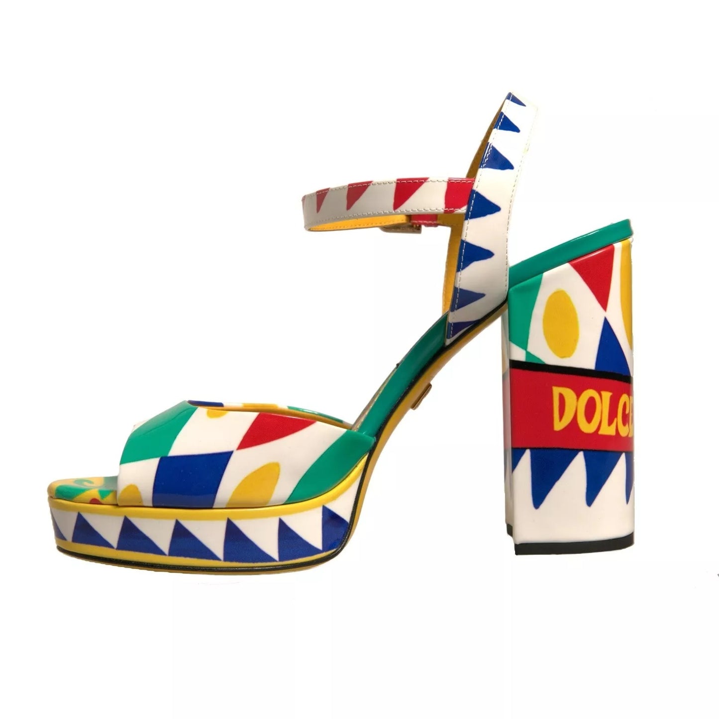 Dolce & Gabbana Multicolor Carretto Ankle Strap Heels Sandals Shoes