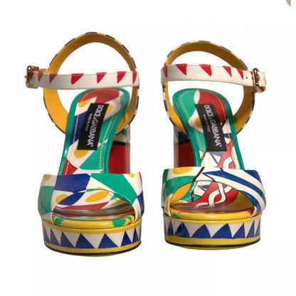 Dolce & Gabbana Multicolor Carretto Ankle Strap Heels Sandals Shoes