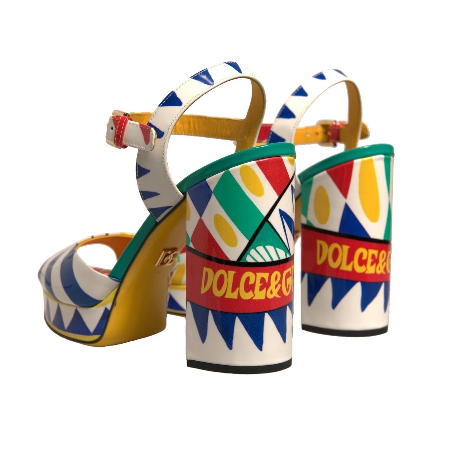 Dolce & Gabbana Multicolor Carretto Ankle Strap Heels Sandals Shoes