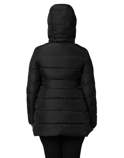 Dolce & Gabbana Black Puffer Hooded Zip Reversible Jacket